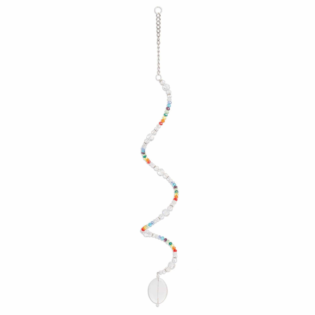 Rainbow Crystal and Glass Beaded Spiral Suncatcher - Rainbow Spiral