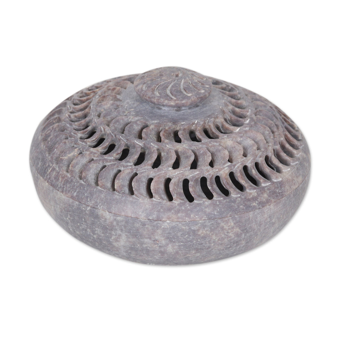Handcrafted Soapstone Decorative Box with Jali Pattern - Jali Illusion