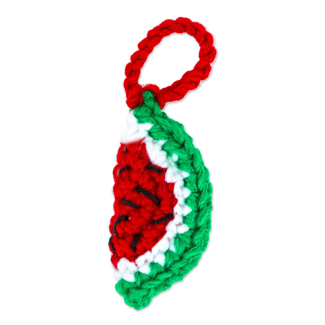 Watermelon Crocheted Charm for Handbags Handmade in Mexico - Cute Watermelon
