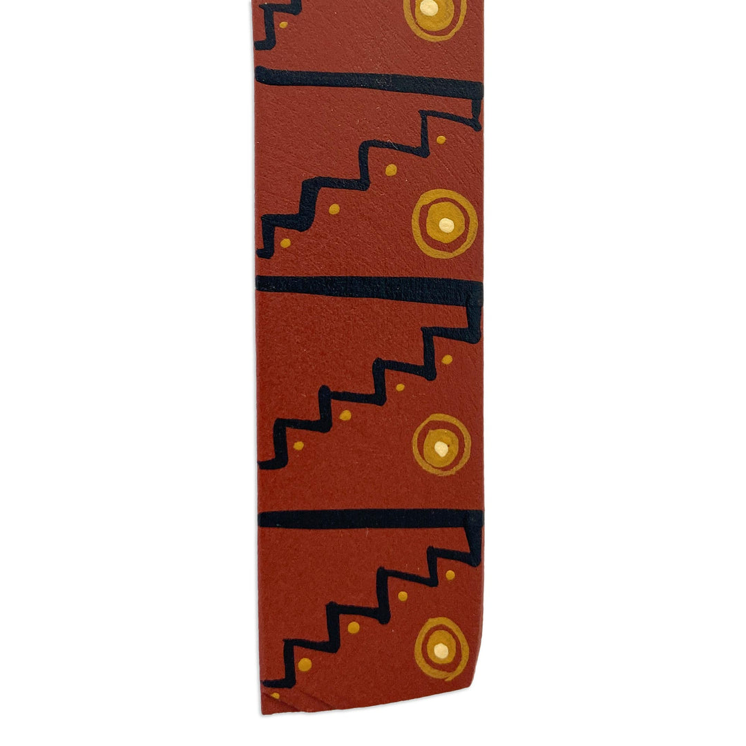 Teal and Pink Cat-Themed Copal Wood Bookmark from Mexico - Reading Cat