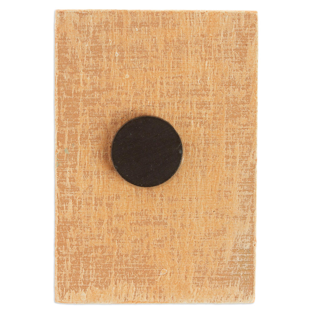 Mexican Wood Magnet with Red Heart Decoupage - Folk Heart