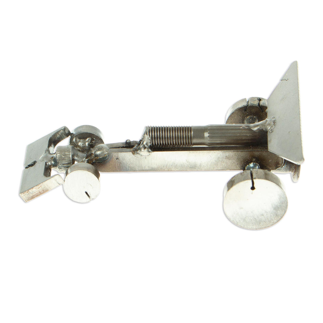 Handcrafted Recycled Scrap Metal Formula One Statuette - Eco-Friendly Formula