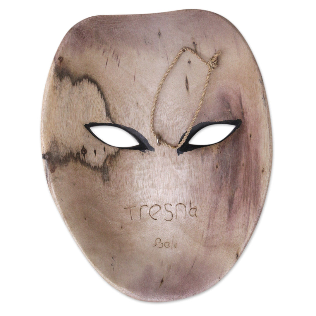 Balinese Hibiscus Wood Mask with Hand-Painted Vibrant Motifs - The Emperor