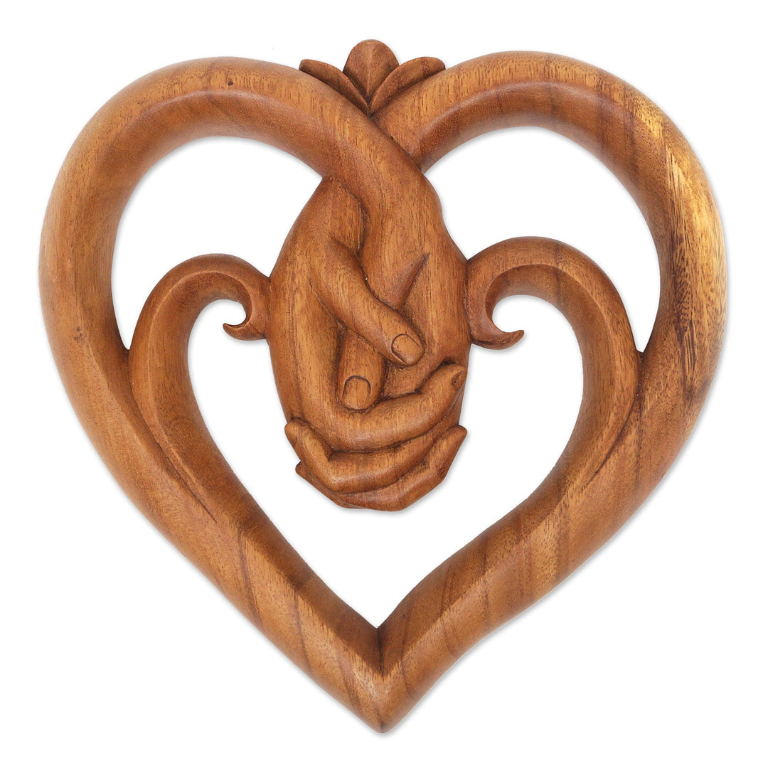 World Peace Project Wood Wall Panel Handcarved in Bali - Peace Begins with Love