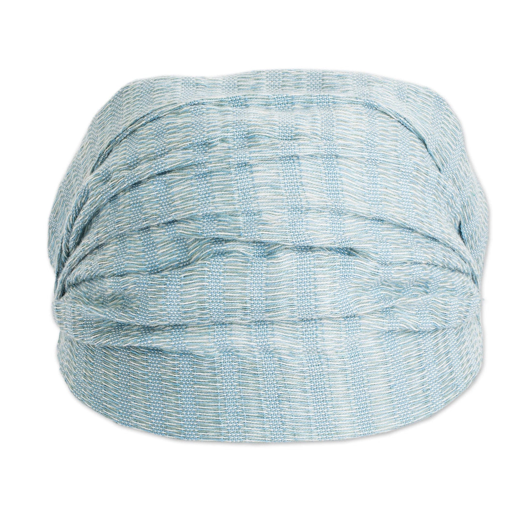 Light Blue and Green Cotton Headband Hand-Woven in Guatemala - Amongst Clouds