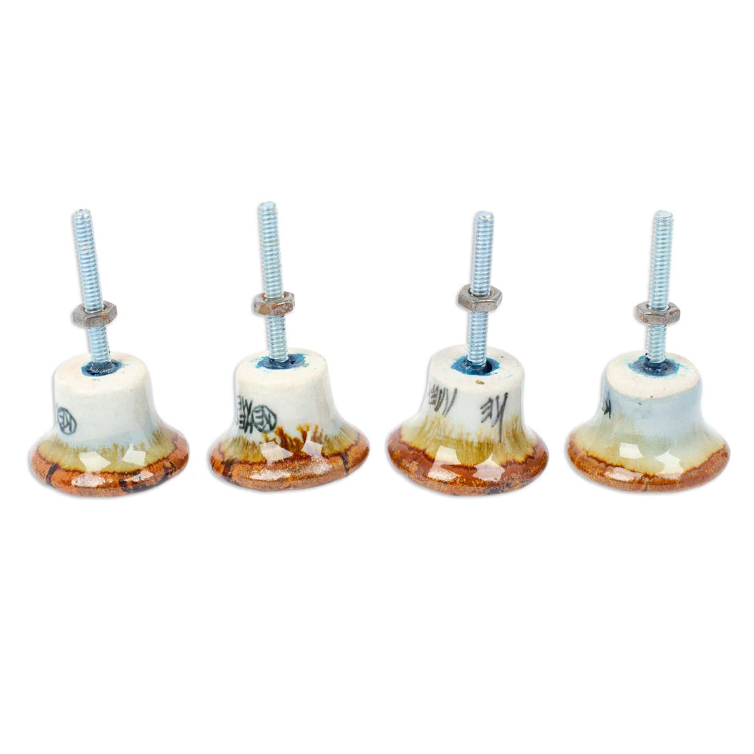 Set of 4 Handcrafted Ceramic Butterfly Knobs from Mexico - Hope Energy