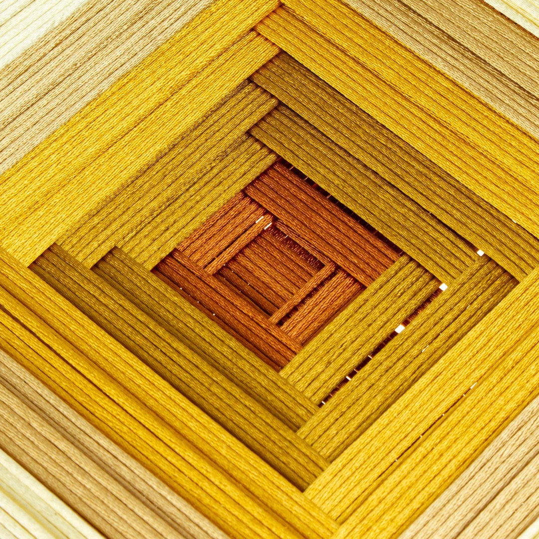 Pine Wood Handwoven Copper Wall Art with Geometric Motifs - Copper Divinity