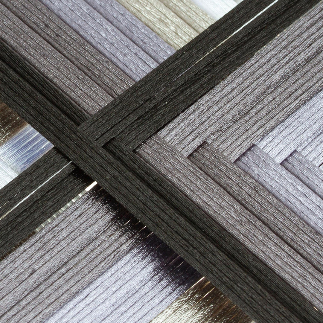 Pine Wood Handwoven Coal Wall Art with Geometric Motifs - Coal Divinity