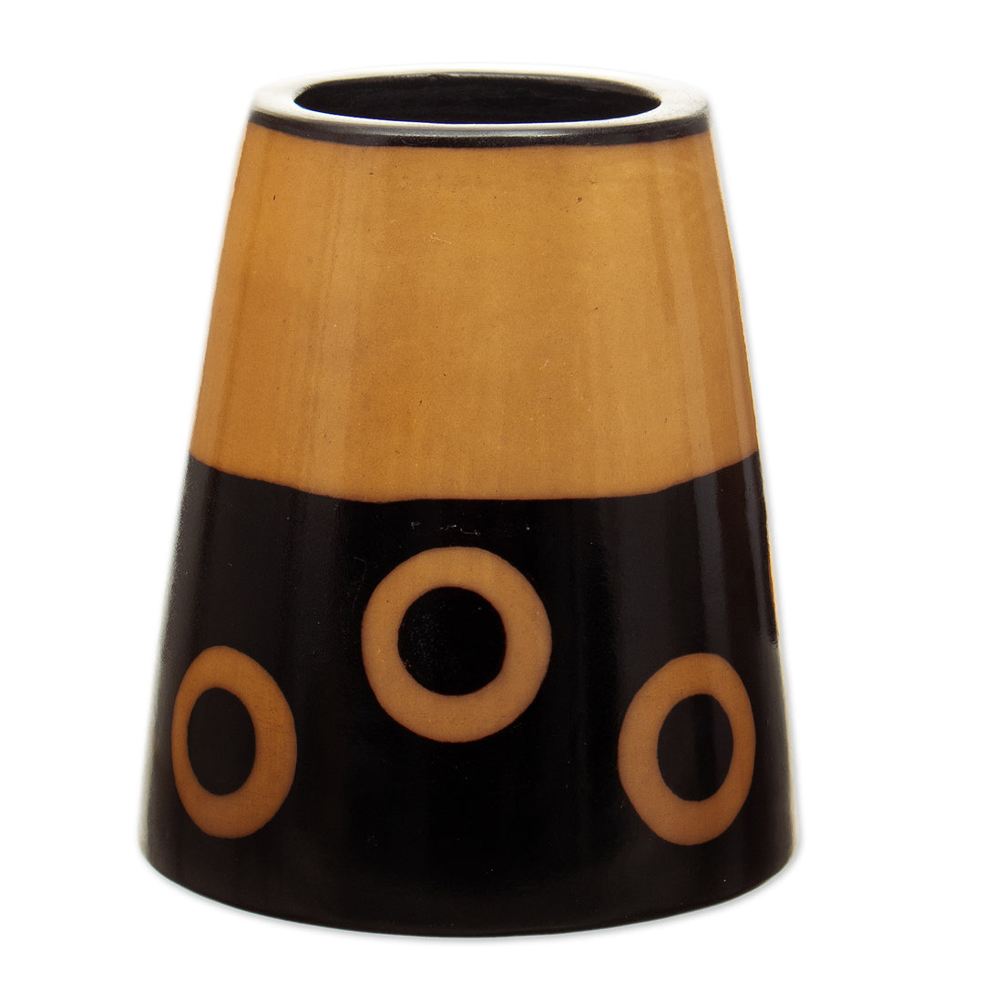 Handcrafted Modern Ceramic Chulucanas Decorative Vase - Tubular Ceremony