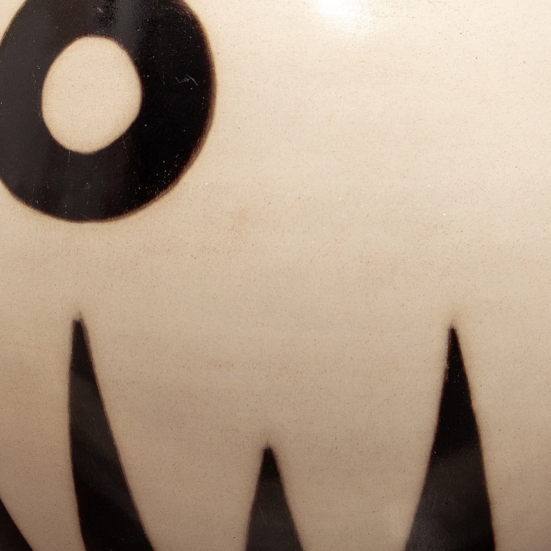 Handmade Round Ceramic Decorative Vase with Abstract Motifs - Abstract View