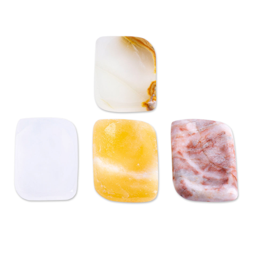 Set of 2 Geometric Reclaimed Marble Stress-Relieving Stones - Intense Relief
