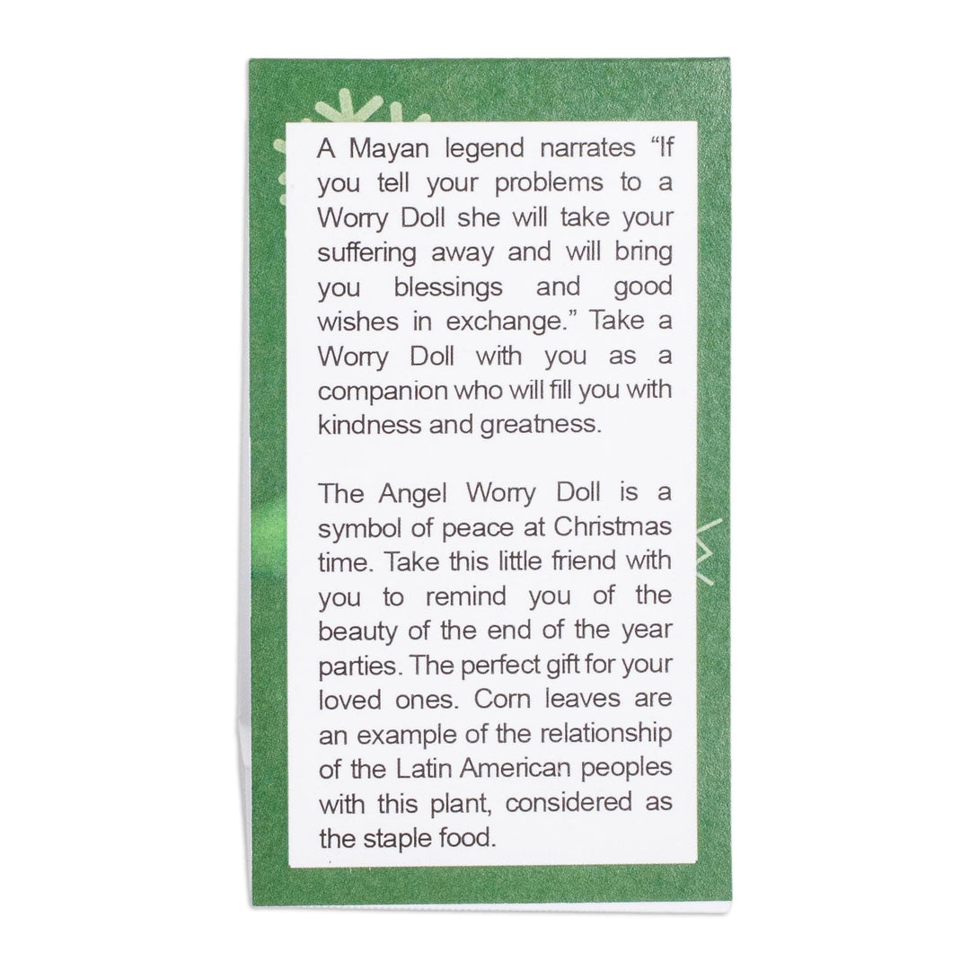 Handcrafted Cotton and Cibaque Angel Worry Doll in Beige - Fortune Angel