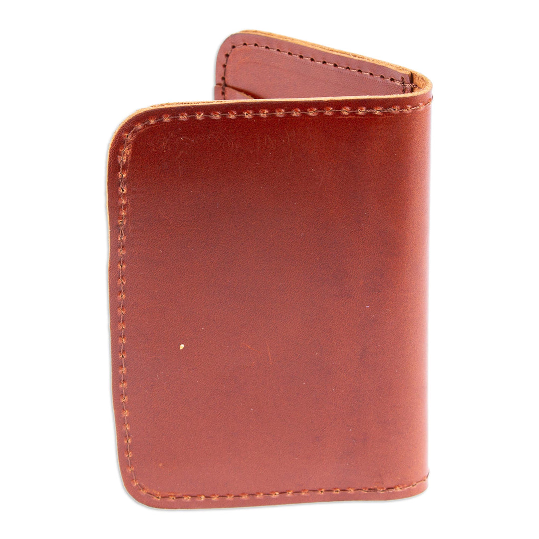 Brown Leather Card Wallet with Six Compartments - Brown Wealth