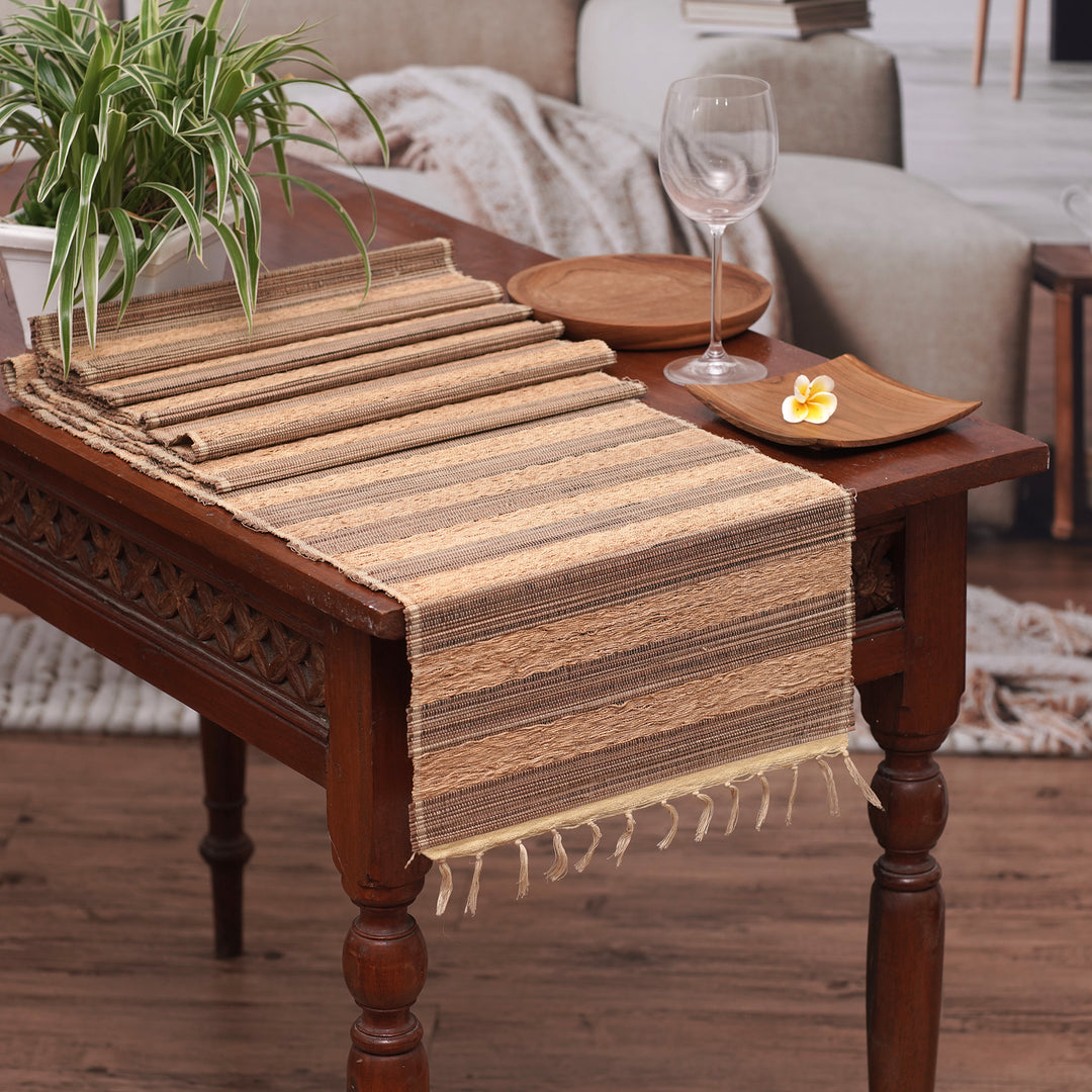 Table Runner Hand-Woven from Cotton and Natural Fibers - Bohemian Roots