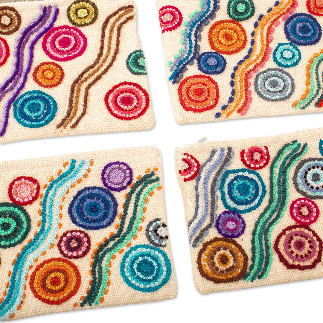 Colorful Wool Floral Cosmetic Bag Hand-Woven in Peru - Stepping Stones