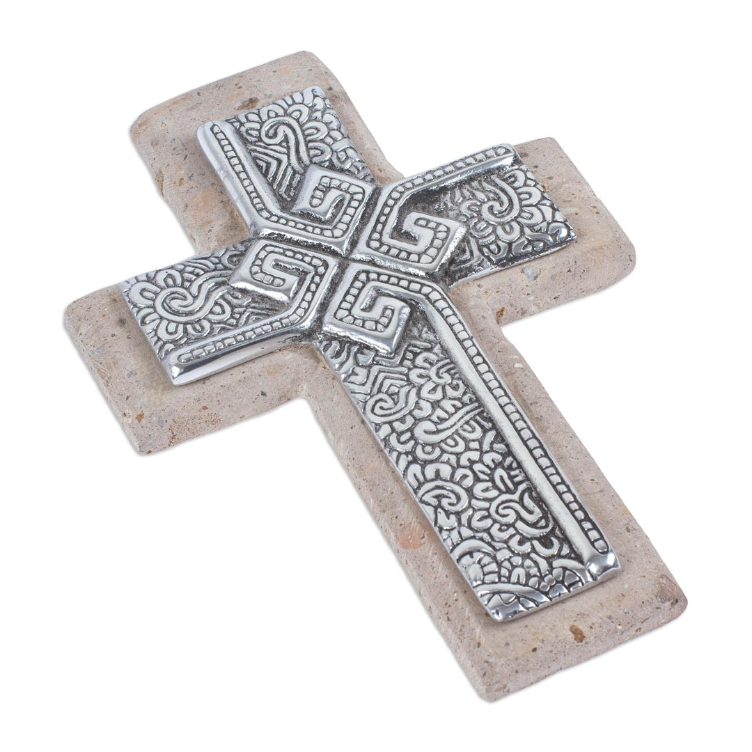 Eco-Friendly Pewter and Reclaimed Stone Wall Cross - Timeless Faith