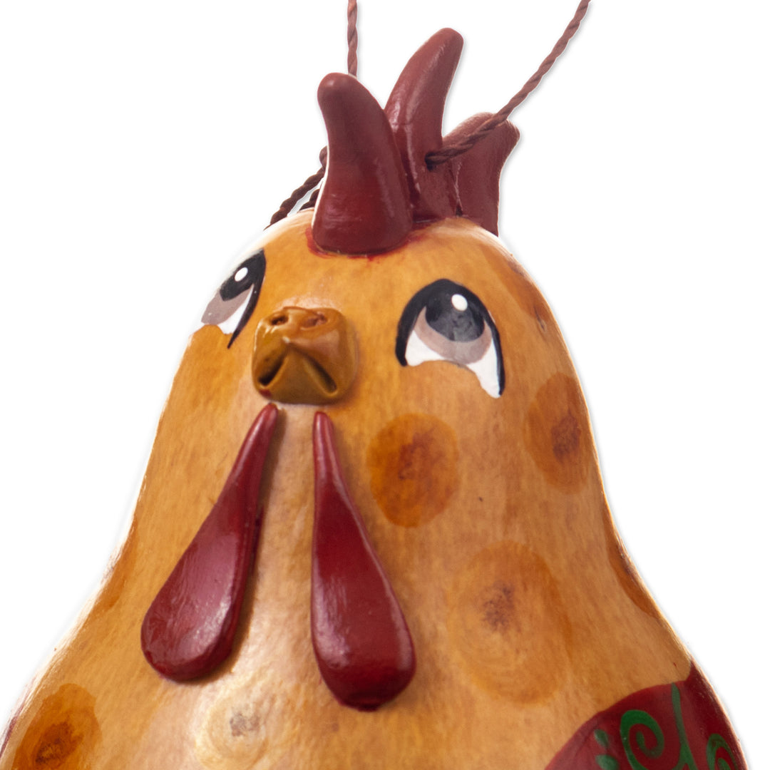 Set of 4 Handcrafted Hen Ornaments Painted in Warm Hues - Chatty Hens