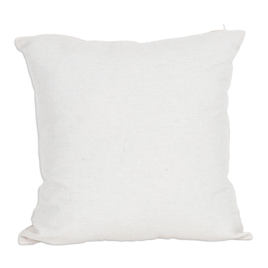 Pair of Cotton Cushion Covers with Golden Floral Motifs - Golden Spring