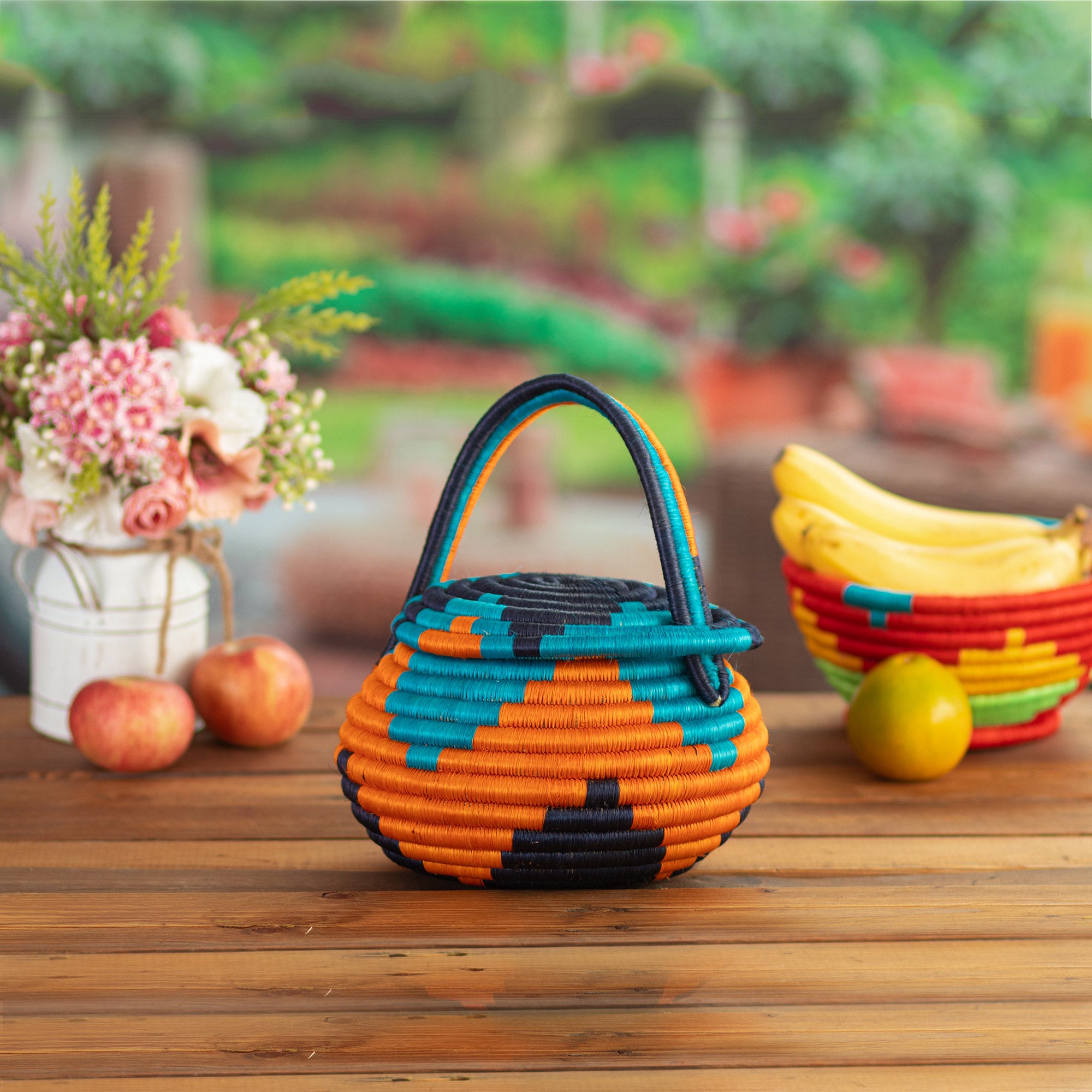 Guacamayas Natural Fiber Covered Basket from Colombia - Monserrate