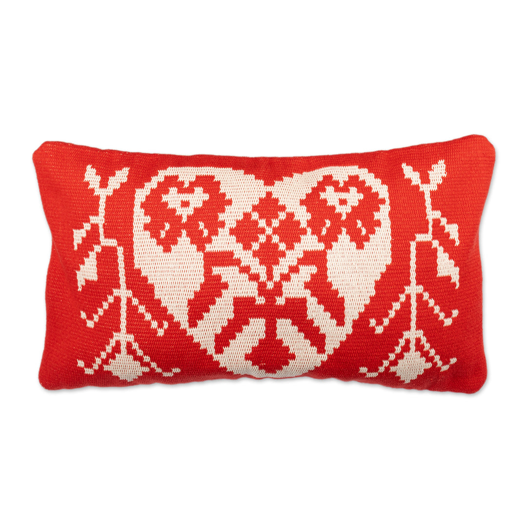 Handloomed Cajarmarca Heart-Themed Cushion Cover - Free Heart