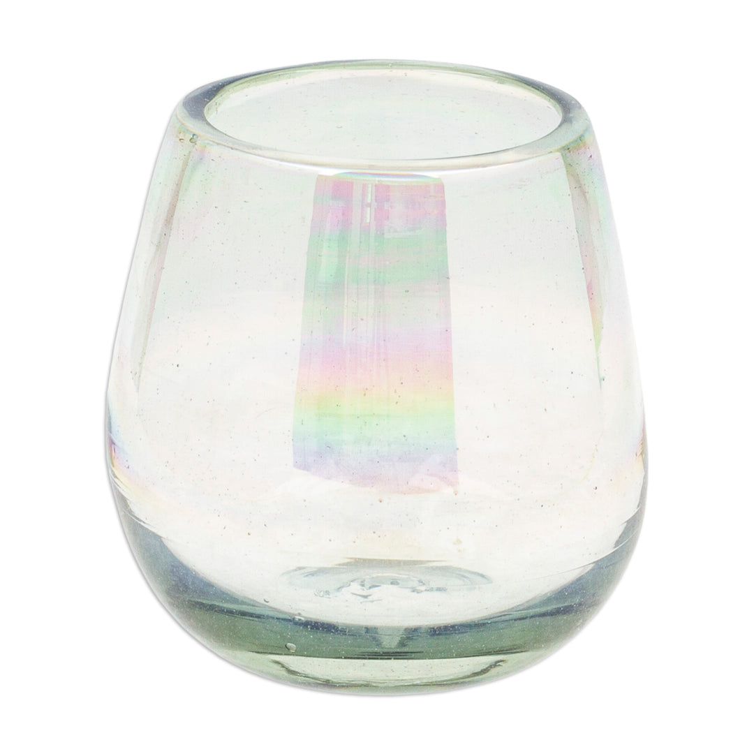 Pair of Eco-Friendly Clear Handblown Stemless Wine Glasses - Ethereal Joy