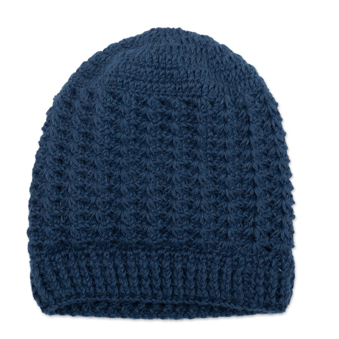 Caribbean Blue 100% Alpaca Hat Crocheted in Peru - Caribbean Blue