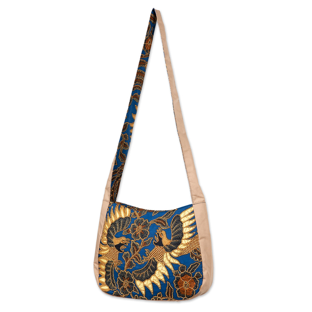 Traditional Beaded Cotton Batik Shoulder Bag in Blue - Noble Sawunggaling