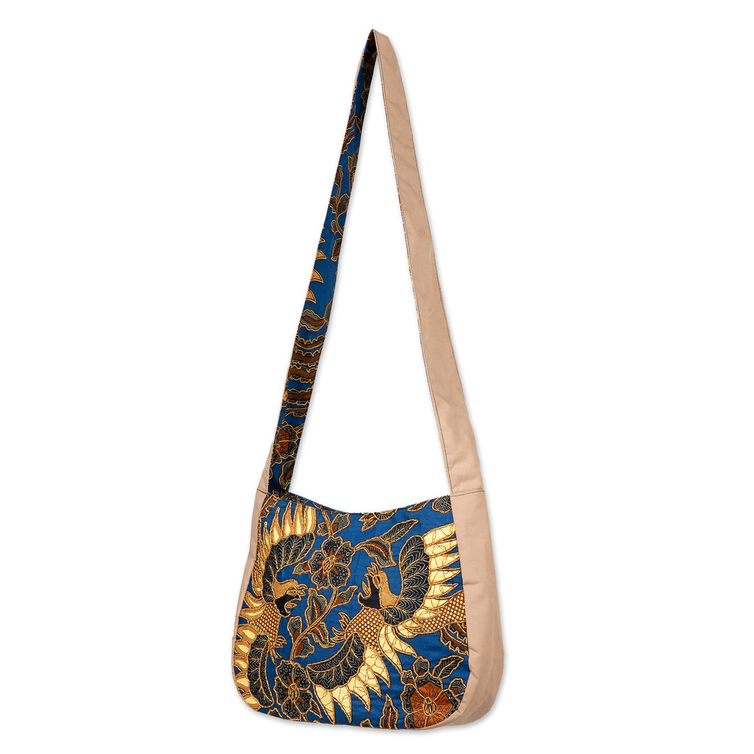 Traditional Beaded Cotton Batik Shoulder Bag in Blue - Noble Sawunggaling