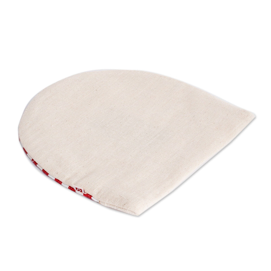 Handwoven Cotton Tortilla Warmer with Red & White Stripes - Fire
