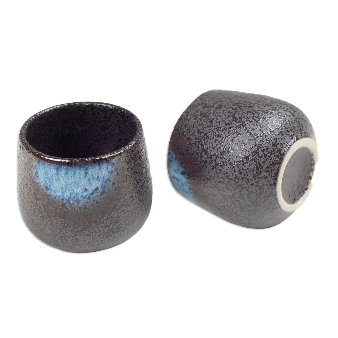 Set of 2 Handcrafted Bohemian Ceramic Cups from Bali - Bohemian Satisfaction