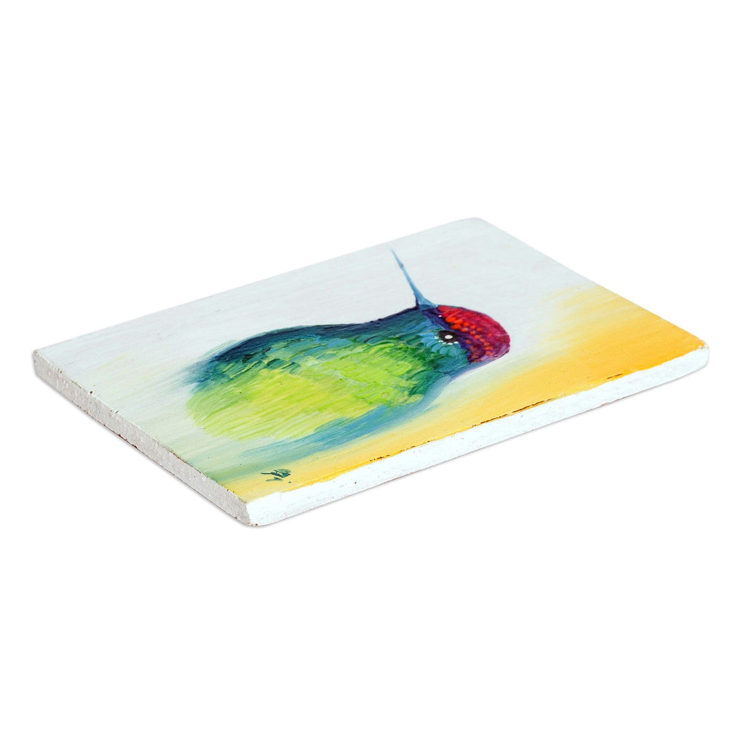 Pinewood Hummingbird Magnet Crafted and Painted by Hand - Colorful Hummingbird