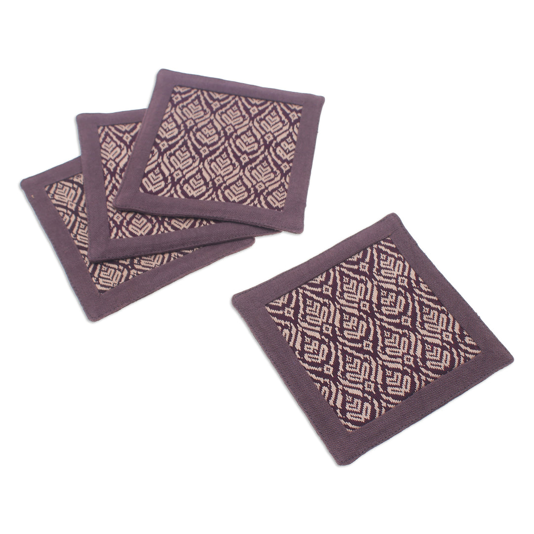 Set of 4 Traditional Brown and Beige Cotton Coasters - Chocolate Sensations