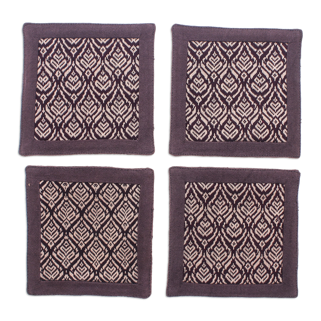 Set of 4 Traditional Brown and Beige Cotton Coasters - Chocolate Sensations