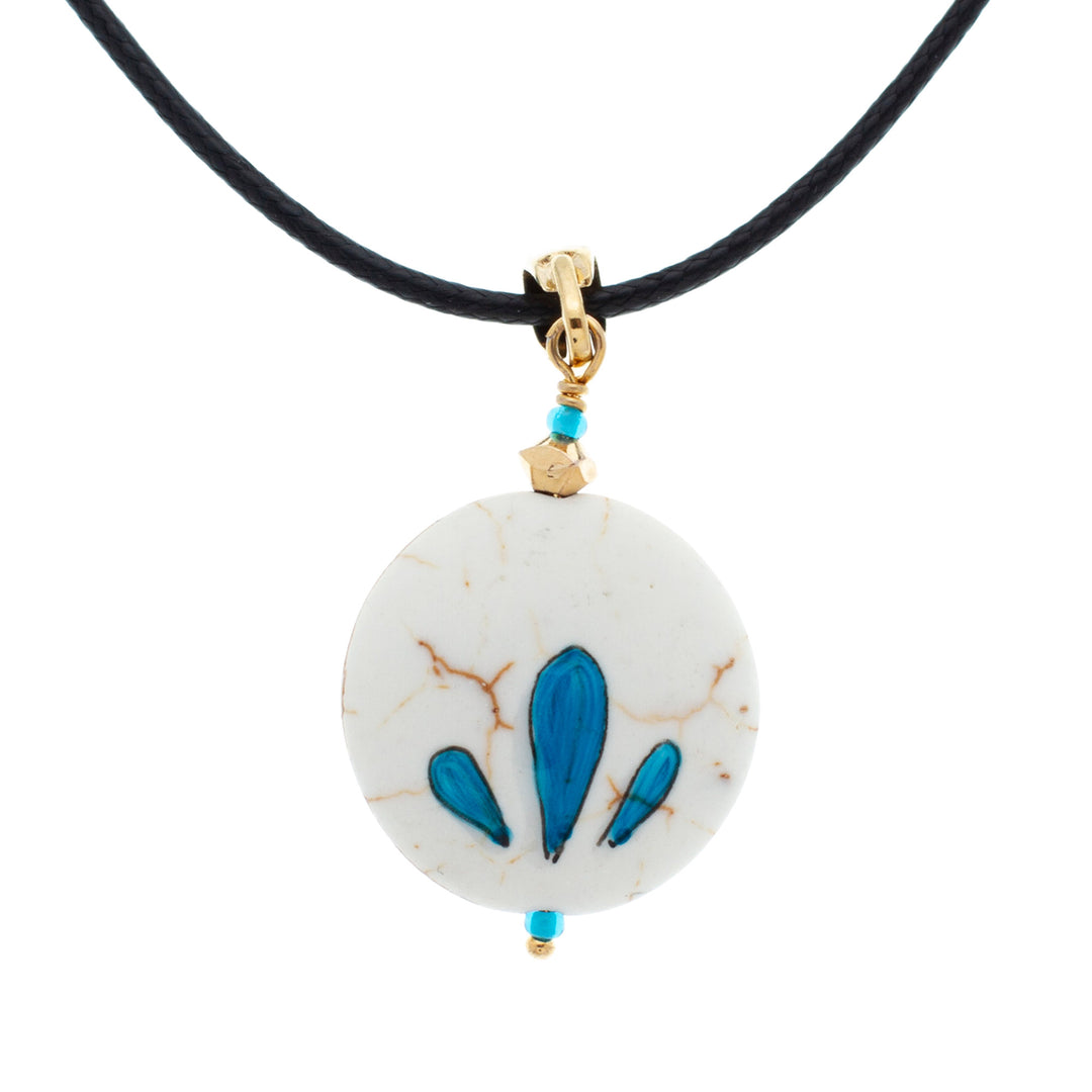 Hand-Painted 14k Gold-Accented Round Pendant Necklace - Universal Glance