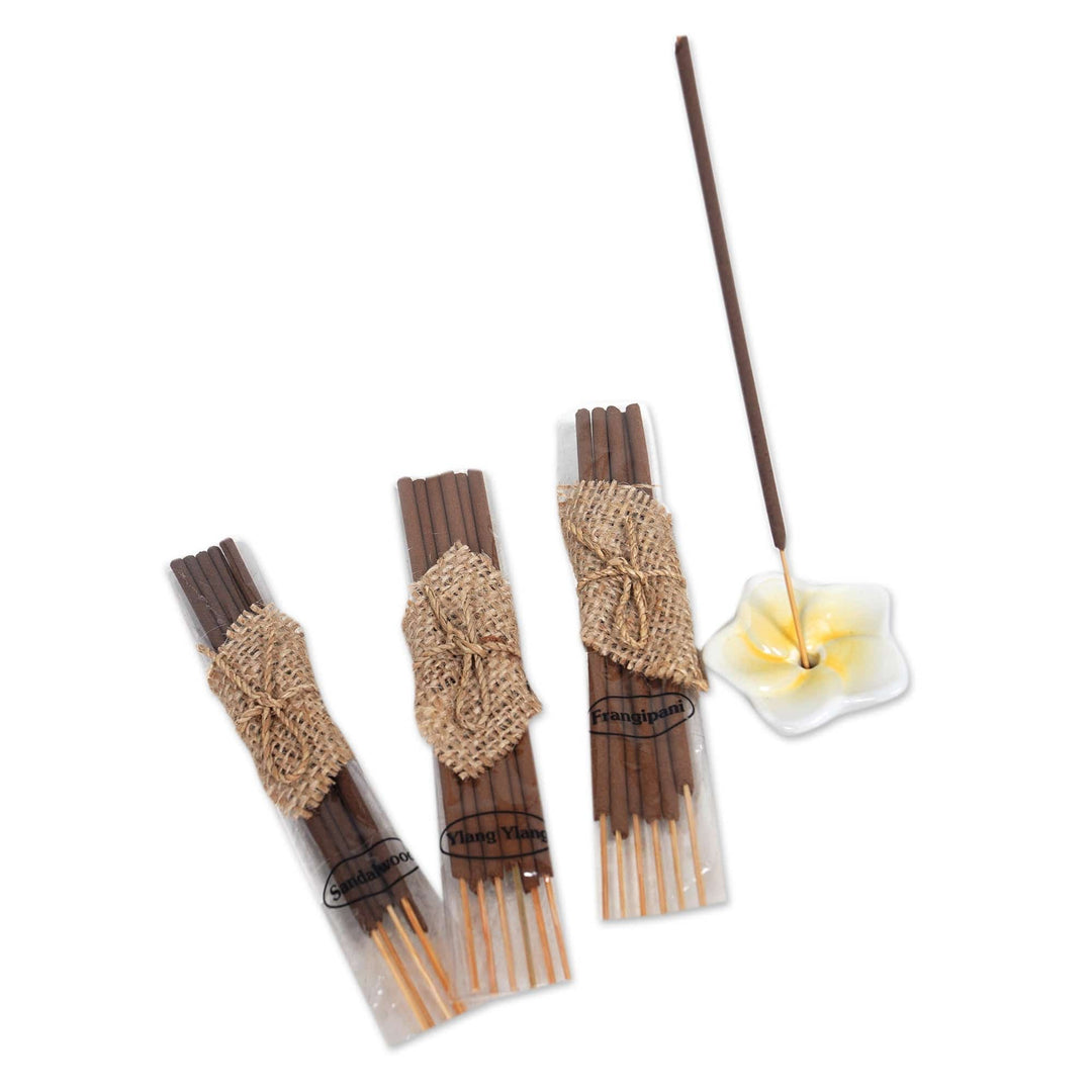 Aromatherapy Boxed Gift Set with 18 Incense Sticks & Holder - Plumeria Sunrise