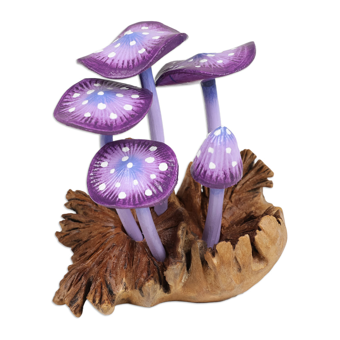 Purple-Toned Jempinis and Benalu Wood Mushroom Sculpture - Wild Magic