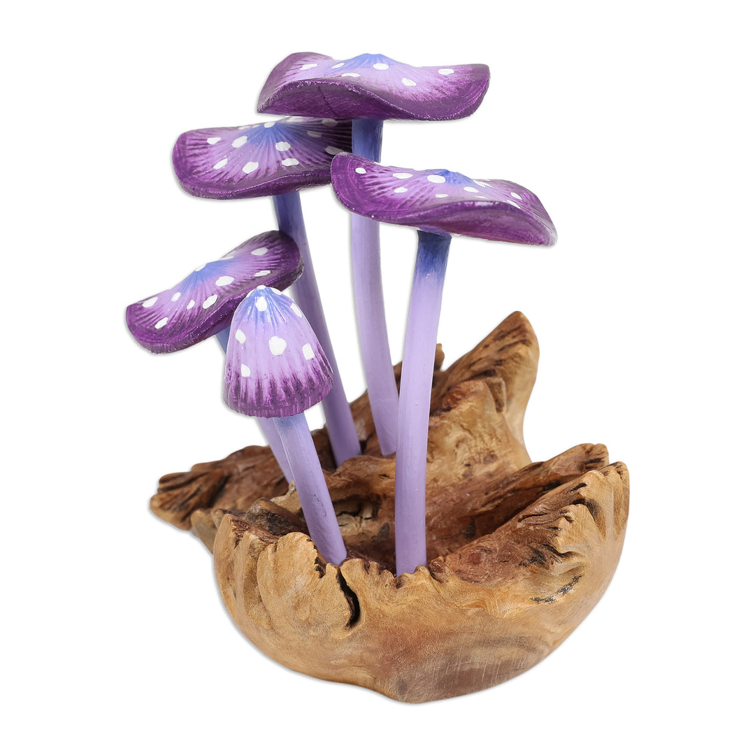 Purple-Toned Jempinis and Benalu Wood Mushroom Sculpture - Wild Magic
