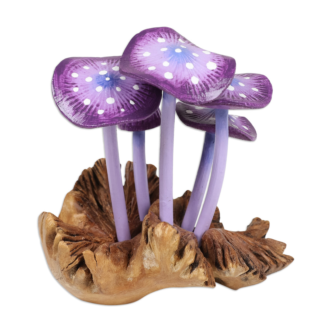 Purple-Toned Jempinis and Benalu Wood Mushroom Sculpture - Wild Magic