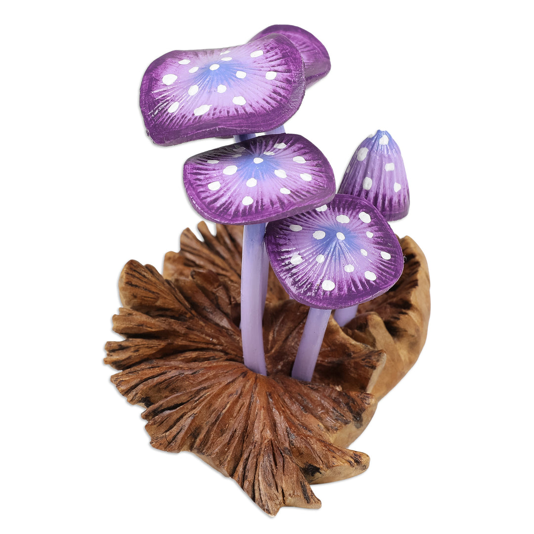 Purple-Toned Jempinis and Benalu Wood Mushroom Sculpture - Wild Magic