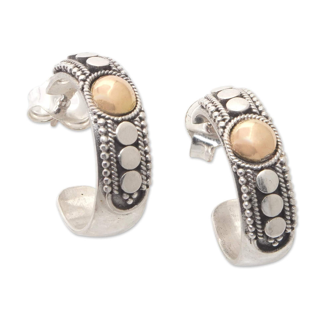 18k Gold-Accented Half-Hoop Earrings Crafted in Bali - Golden Thoughts