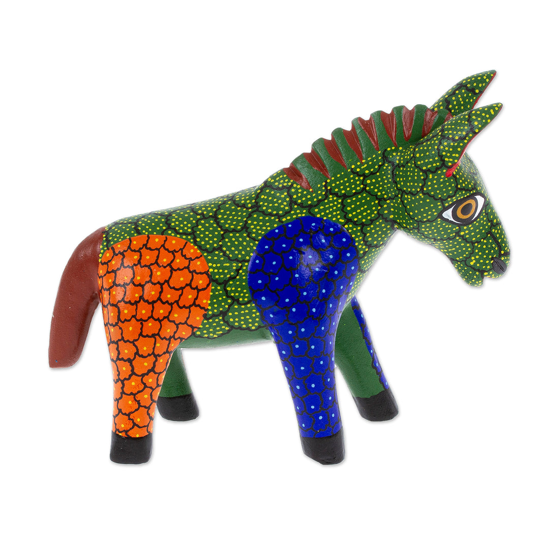 Wood Donkey Alebrije Figurine Carved and Painted by Hand - Splendid Donkey