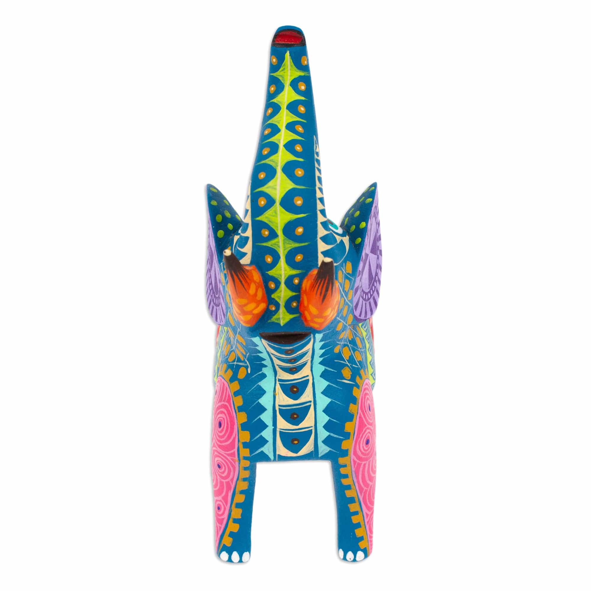 Hand-Painted Mexican Wood Alebrije Elephant Figurine - Spectacular