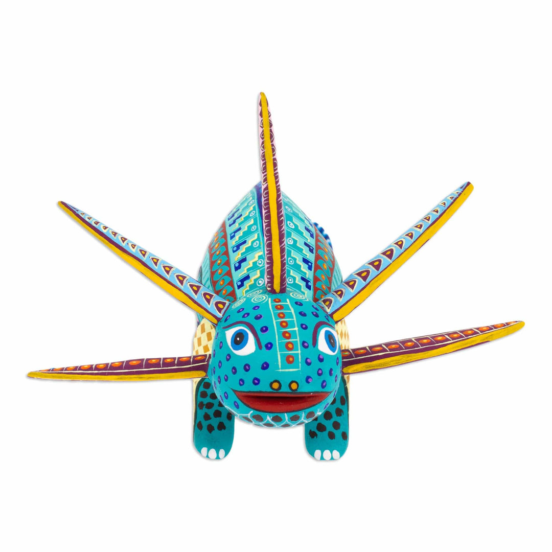 Wood Alebrije Axolotl Figurine Hand-Painted in Mexico - Colorful Axolotl