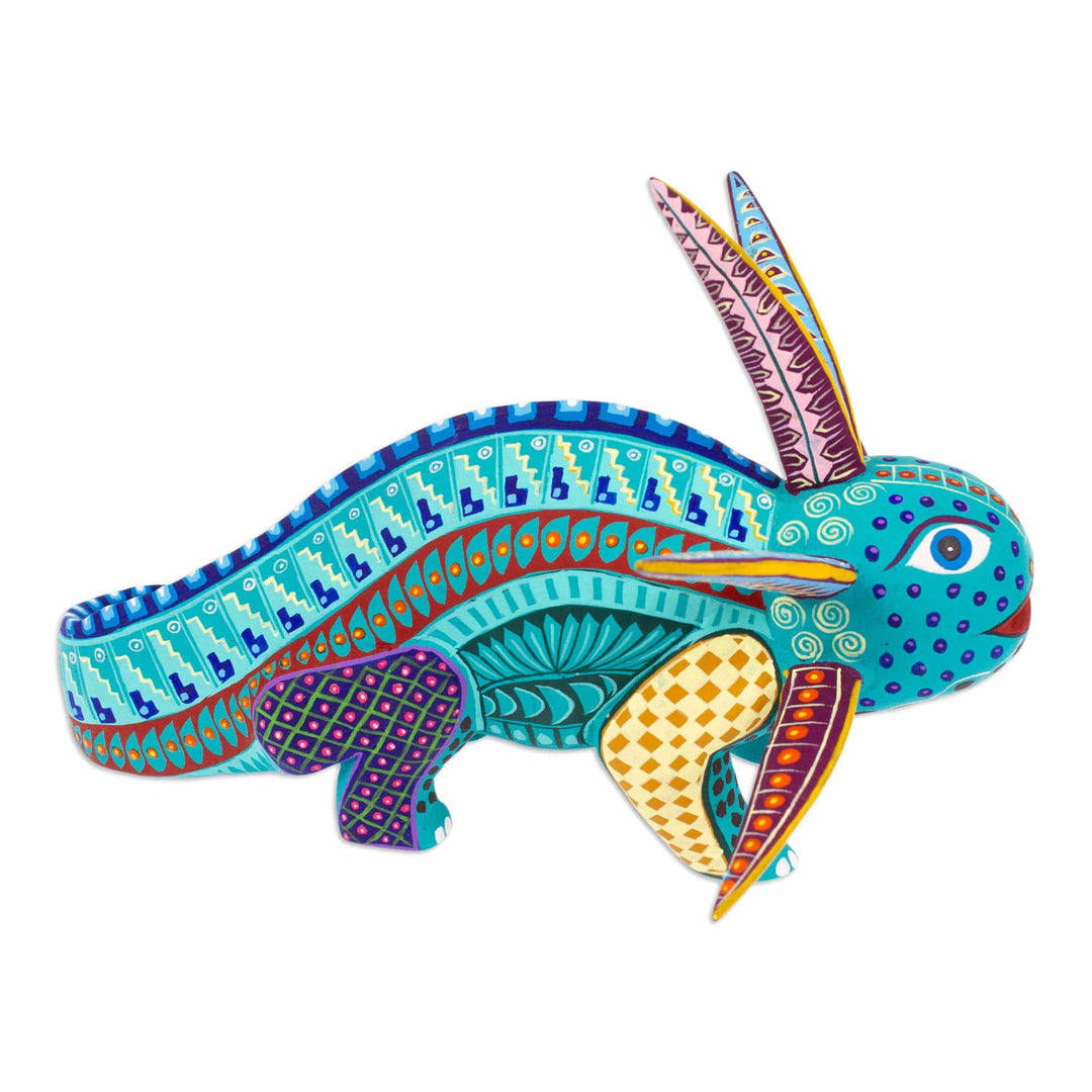 Wood Alebrije Axolotl Figurine Hand-Painted in Mexico - Colorful Axolotl