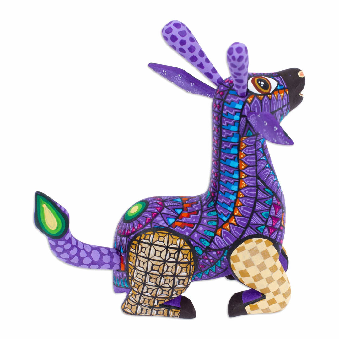 Wood Alebrije Giraffe Figurine Hand-Painted in Mexico - Cheerful Giraffe