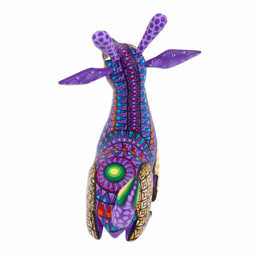 Wood Alebrije Giraffe Figurine Hand-Painted in Mexico - Cheerful Giraffe