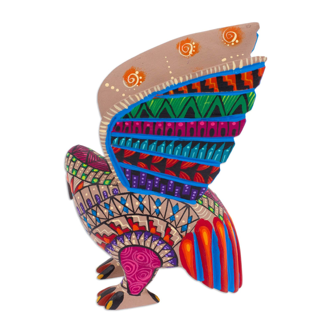 Colorful Hand-Painted Mexican Wood Alebrije Eagle Figurine - Breathtaking Eagle