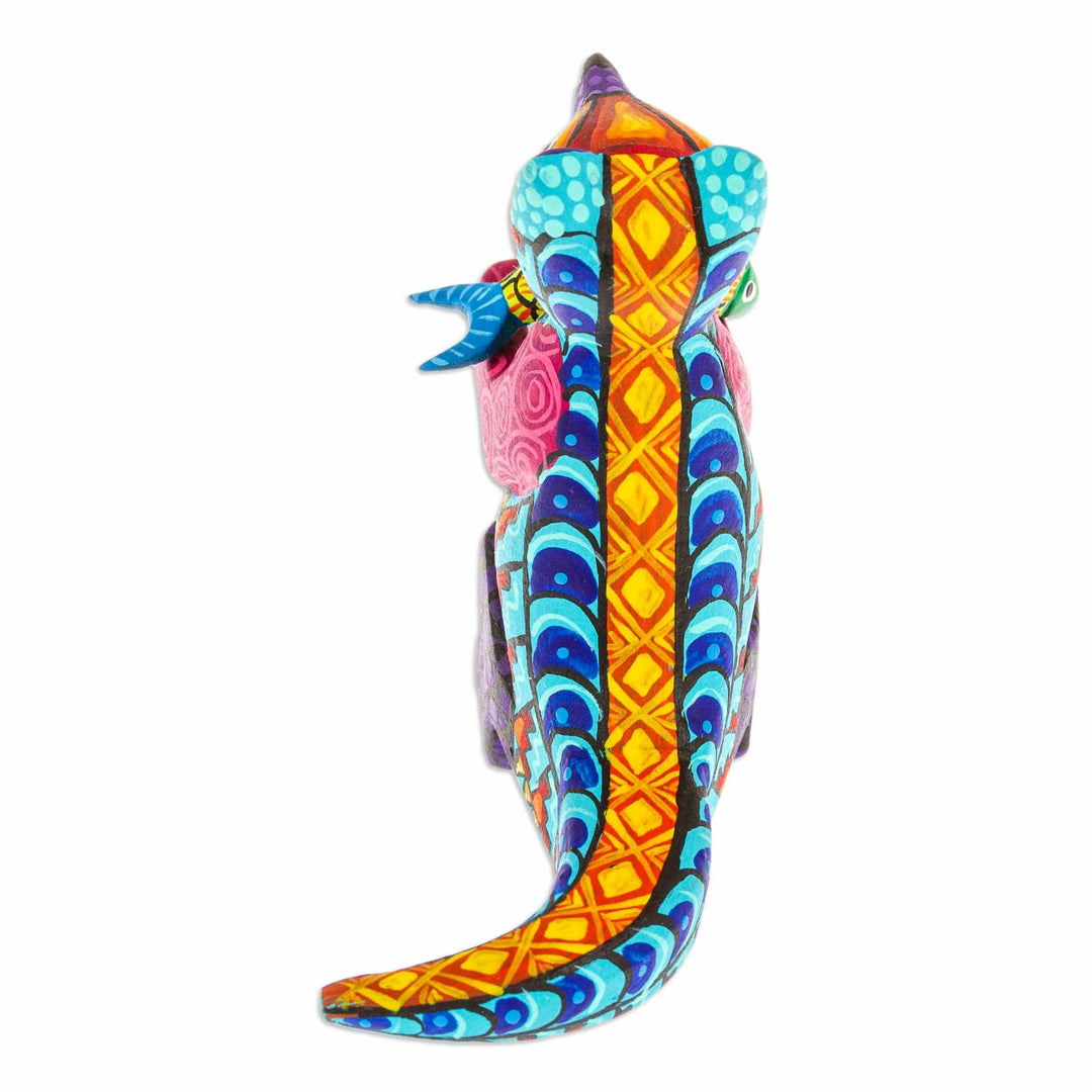 Handcrafted Turquoise Copal Wood Otter and Fish Figurine - Turquoise River Days