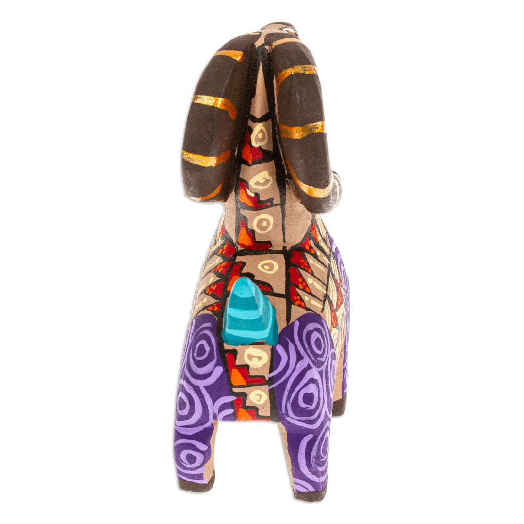 Copal Wood Alebrije Sheep Figurine Hand-Painted in Purple - Majestic Sheep