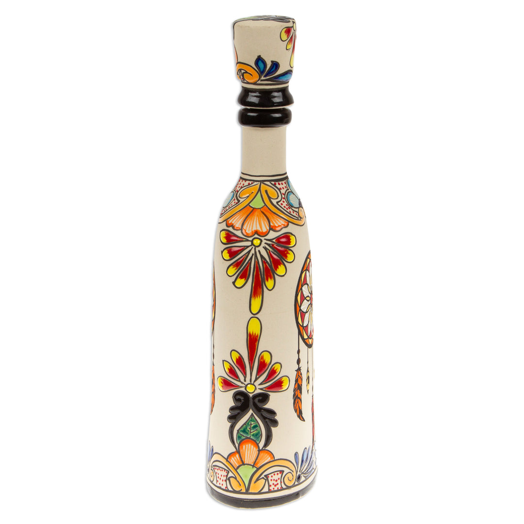 Dreamcatcher-Themed Hand-Painted Ceramic Decanter with Cork - Cocktail Catcher